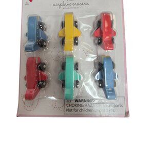 Airplane-Shaped Erasers With Movable Wheels Set Of 6 For Kids